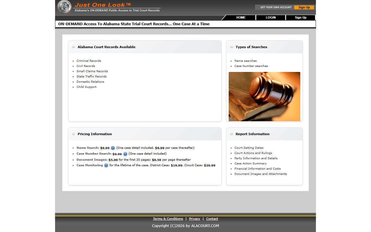 Morgan County arrest records and court charges in AlaCourt ACCESS