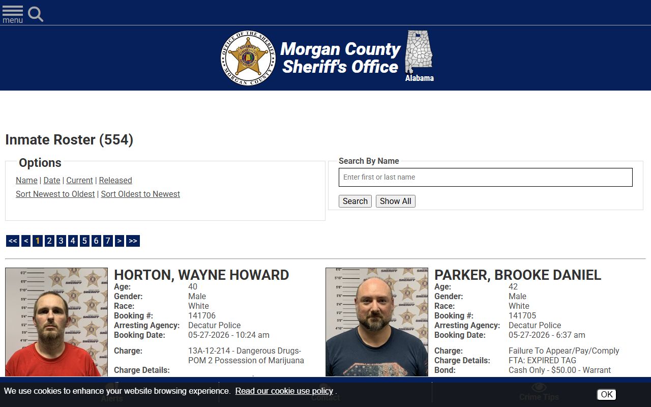 Morgan County inmate population jail roster search